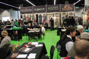 Der Ulisses-Stand auf der RPC, inkl. meinem gravitätisch blickenden Mitpodcaster Herrn Mingers